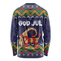 Scandinavian Yule Goat Christmas Long Sleeve Shirt with Scandinavian Folk Pattern Style - Wonder Print Shop