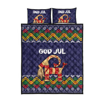 Scandinavian Yule Goat Christmas Quilt Bed Set with Scandinavian Folk Pattern Style - Wonder Print Shop
