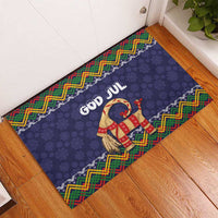 Scandinavian Yule Goat Christmas Rubber Doormat with Scandinavian Folk Pattern Style - Wonder Print Shop