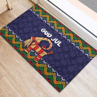 Scandinavian Yule Goat Christmas Rubber Doormat with Scandinavian Folk Pattern Style - Wonder Print Shop
