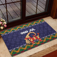 Scandinavian Yule Goat Christmas Rubber Doormat with Scandinavian Folk Pattern Style - Wonder Print Shop