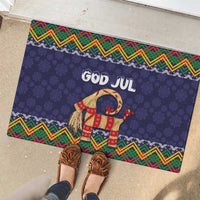 Scandinavian Yule Goat Christmas Rubber Doormat with Scandinavian Folk Pattern Style - Wonder Print Shop