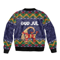 Scandinavian Yule Goat Christmas Sleeve Zip Bomber Jacket with Scandinavian Folk Pattern Style - Wonder Print Shop