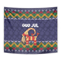 Scandinavian Yule Goat Christmas Tapestry with Scandinavian Folk Pattern Style - Wonder Print Shop