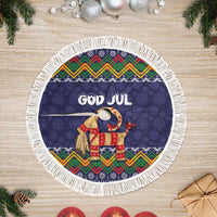 Scandinavian Yule Goat Christmas Tree Skirt with Scandinavian Folk Pattern Style - Wonder Print Shop