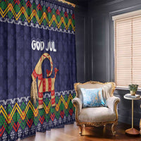 Scandinavian Yule Goat Christmas Window Curtain with Scandinavian Folk Pattern Style - Wonder Print Shop