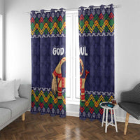 Scandinavian Yule Goat Christmas Window Curtain with Scandinavian Folk Pattern Style - Wonder Print Shop
