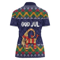 Scandinavian Yule Goat Christmas Women Polo Shirt with Scandinavian Folk Pattern Style - Wonder Print Shop