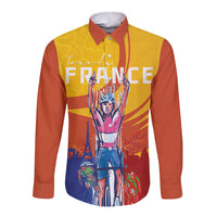 Personalised France Bicycle Racing Long Sleeve Button Shirt Sporty Style