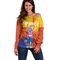 Personalised France Bicycle Racing Off Shoulder Sweater Sporty Style