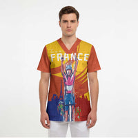 Personalised France Bicycle Racing Scrub Top Sporty Style