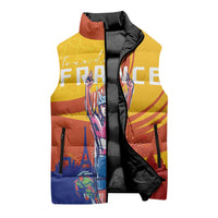 Personalised France Bicycle Racing Sleeveless Puffer Jacket Sporty Style
