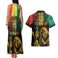 International Reggae Day Couples Matching Tank Maxi Dress and Hawaiian Shirt Rastafarian Lion and B-Marley Passion - Wonder Print Shop