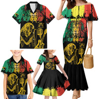 International Reggae Day Family Matching Mermaid Dress and Hawaiian Shirt Rastafarian Lion and B-Marley Passion - Wonder Print Shop