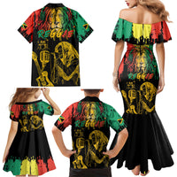 International Reggae Day Family Matching Mermaid Dress and Hawaiian Shirt Rastafarian Lion and B-Marley Passion - Wonder Print Shop
