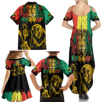 International Reggae Day Family Matching Summer Maxi Dress and Hawaiian Shirt Rastafarian Lion and B-Marley Passion - Wonder Print Shop