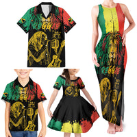 International Reggae Day Family Matching Tank Maxi Dress and Hawaiian Shirt Rastafarian Lion and B-Marley Passion - Wonder Print Shop