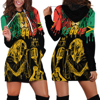 International Reggae Day Hoodie Dress Rastafarian Lion and B-Marley Passion - Wonder Print Shop