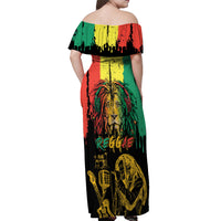 International Reggae Day Off Shoulder Maxi Dress Rastafarian Lion and B-Marley Passion - Wonder Print Shop