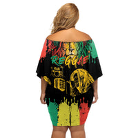International Reggae Day Off Shoulder Short Dress Rastafarian Lion and B-Marley Passion - Wonder Print Shop