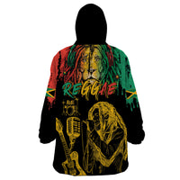 International Reggae Day Wearable Blanket Hoodie Rastafarian Lion and B-Marley Passion - Wonder Print Shop