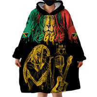 International Reggae Day Wearable Blanket Hoodie Rastafarian Lion and B-Marley Passion - Wonder Print Shop
