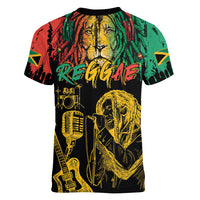 International Reggae Day Women V-Neck T-Shirt Rastafarian Lion and B-Marley Passion - Wonder Print Shop