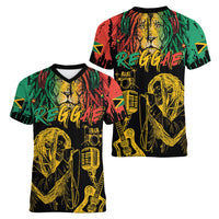 International Reggae Day Women V-Neck T-Shirt Rastafarian Lion and B-Marley Passion - Wonder Print Shop