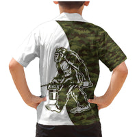 Funny Bigfoot Green Military Texture Fish Family Matching Mermaid Dress and Hawaiian Shirt - Wonder Print Shop