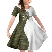 Funny Bigfoot Green Military Texture Fish Family Matching Mermaid Dress and Hawaiian Shirt - Wonder Print Shop