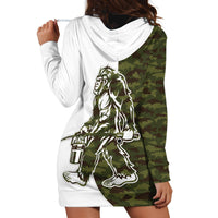 Funny Bigfoot Green Military Texture Fish Hoodie Dress - Wonder Print Shop