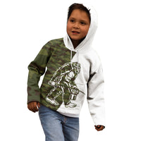 Funny Bigfoot Green Military Texture Fish Kid Hoodie - Wonder Print Shop