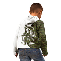 Funny Bigfoot Green Military Texture Fish Kid Hoodie - Wonder Print Shop