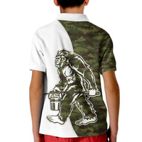 Funny Bigfoot Green Military Texture Fish Kid Polo Shirt - Wonder Print Shop