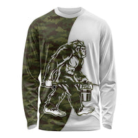 Funny Bigfoot Green Military Texture Fish Long Sleeve Shirt - Wonder Print Shop