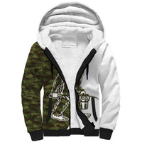 Funny Bigfoot Green Military Texture Fish Sherpa Hoodie - Wonder Print Shop