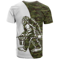Funny Bigfoot Green Military Texture Fish T Shirt - Wonder Print Shop