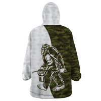 Funny Bigfoot Green Military Texture Fish Wearable Blanket Hoodie - Wonder Print Shop