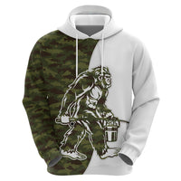 Funny Bigfoot Green Military Texture Fish Zip Hoodie - Wonder Print Shop