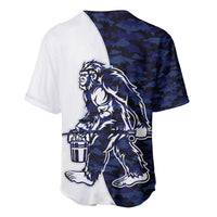 Funny Bigfoot Blue Military Texture Fish Baseball Jersey - Wonder Print Shop