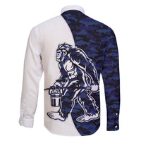 Funny Bigfoot Blue Military Texture Fish Family Matching Puletasi and Hawaiian Shirt - Wonder Print Shop