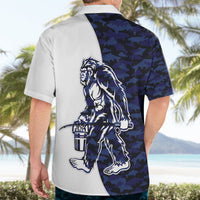 Funny Bigfoot Blue Military Texture Fish Hawaiian Shirt - Wonder Print Shop