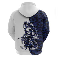 Funny Bigfoot Blue Military Texture Fish Hoodie - Wonder Print Shop