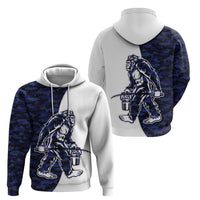 Funny Bigfoot Blue Military Texture Fish Hoodie - Wonder Print Shop