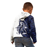 Funny Bigfoot Blue Military Texture Fish Kid Hoodie - Wonder Print Shop