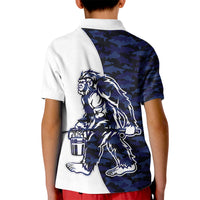 Funny Bigfoot Blue Military Texture Fish Kid Polo Shirt - Wonder Print Shop