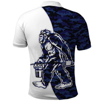 Funny Bigfoot Blue Military Texture Fish Polo Shirt - Wonder Print Shop
