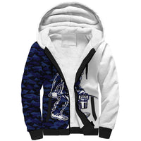 Funny Bigfoot Blue Military Texture Fish Sherpa Hoodie - Wonder Print Shop