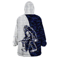 Funny Bigfoot Blue Military Texture Fish Wearable Blanket Hoodie - Wonder Print Shop