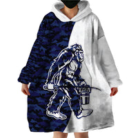 Funny Bigfoot Blue Military Texture Fish Wearable Blanket Hoodie - Wonder Print Shop